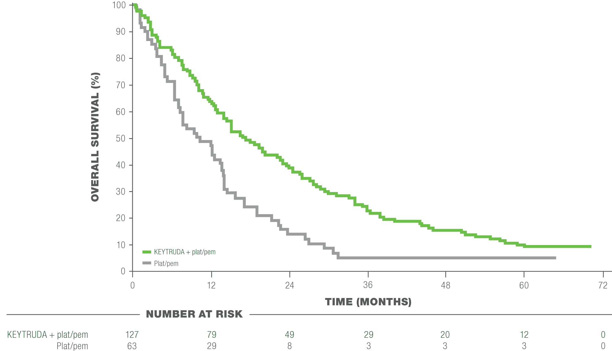 Kaplan-Meier Curve Showing Overall Survival (OS) in Patients Without PD-L1 Expression (TPS <1%) in KEYNOTE-189