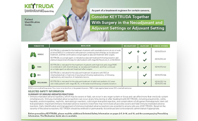 Download a Surgeon Brochure to Identify Whether Certain Patients With NSCLC, TNBC, RCC, and Melanoma are Eligible for KEYTRUDA® (pembrolizumab)