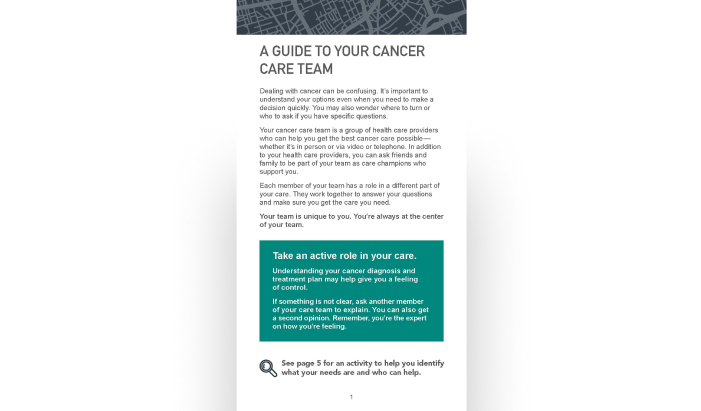 Download a Guide to Help Patients Understand the Role of Each Specialist on a Cancer Care Team