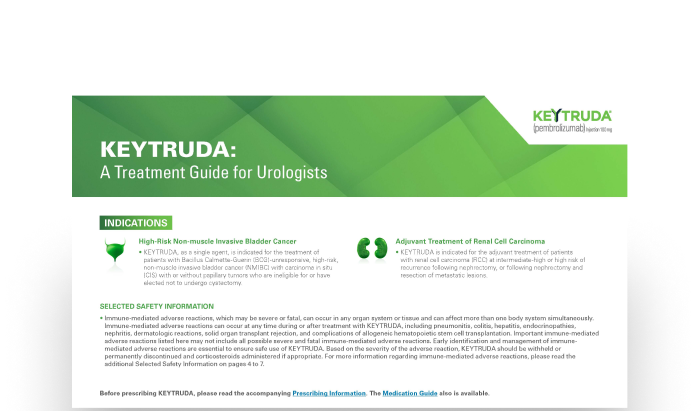 Download an Urologist Guide to Select Indications, MOA, and Dosing Information for KEYTRUDA® (pembrolizumab)