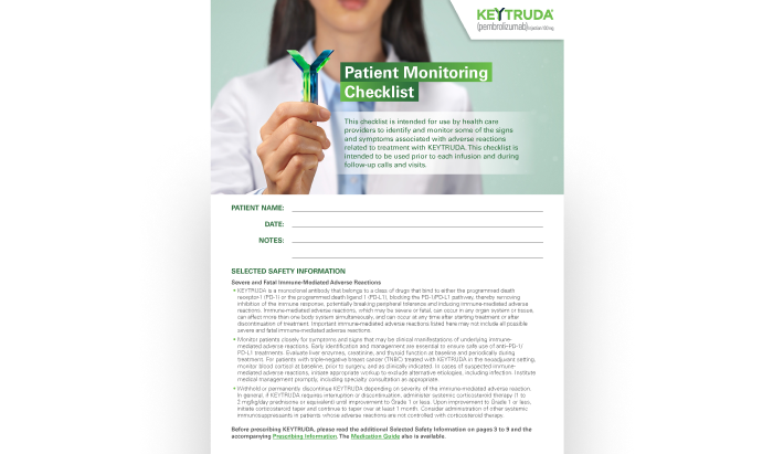 Download Patient Monitoring Checklist for KEYTRUDA® (pembrolizumab)