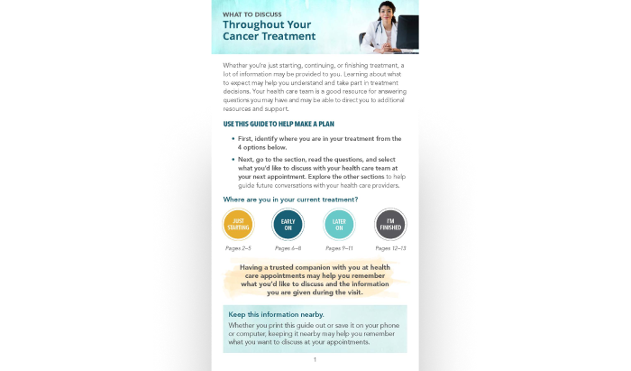Download a Guide on What to Discuss With Your Doctor Throughout Cancer Treatment