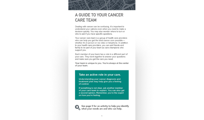 Download a Guide to Help Patients Understand the Role of Each Specialist on a Cancer Care Team