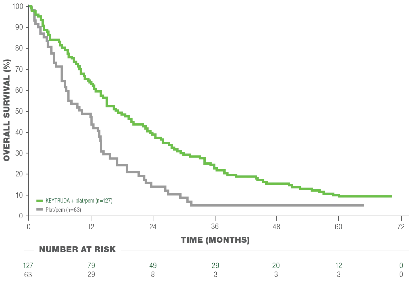 Exploratory Analysis: Kaplan-Meier Curve Showing: Overall Survival (OS) in Patients Without PD-L1 Expression (<1%) in KEYNOTE-189